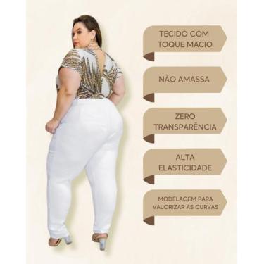 Imagem de Calça Branca Social Feminina Plus Size Malha Crepe Legging G1 ao G8 - 