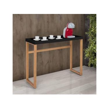 Imagem de Aparador Gourmet Slim Pés em Madeira c/Bandeija MDF para Salas Cozinhas Hall De Entrada Cantinho do Café - Preto