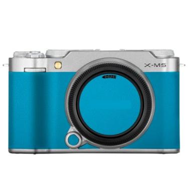 Imagem de X-M5 Adesivo de câmera anti-arranhões revestimento protetor de corpo película protetora capa para FujiFilm X-M5 XM5 (transparente + couro azul celeste)