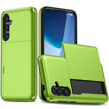 Imagem de SORAKA Capa para Samsung Galaxy A55 5G com suporte de cartão PC e TPU camada dupla 2 em 1 capa bumper capa à prova de choque verde