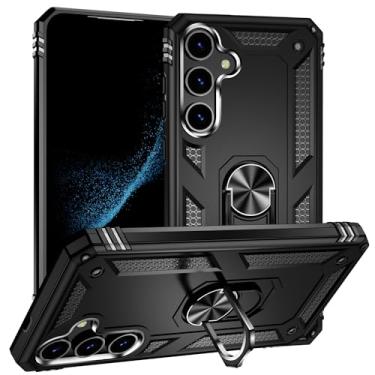 Imagem de SORAKA Capa para Samsung Galaxy S24 Plus com suporte de anel, capa protetora para Samsung Galaxy S24 Plus, capa traseira de policarbonato rígido com placa de metal para suporte magnético de telefone e