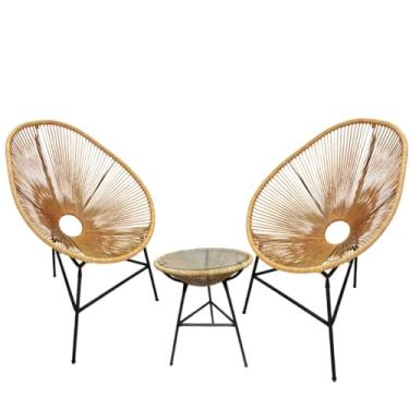 Imagem de Kit 2 Cadeiras E Mesinha Fibra Sintética Varandas Gourmet Interna Externa Escolha a Cor (Bananeira)