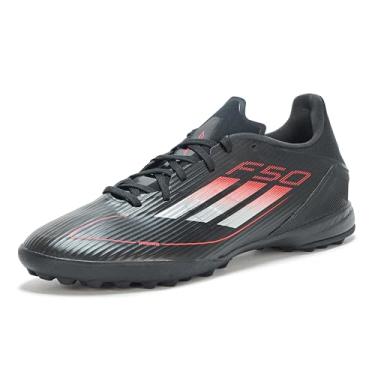 Imagem de adidas Tênis de futebol unissex adulto F50 League Turf, Preto/ferro metálico/vermelho lúcido, 5 Women/4 Men