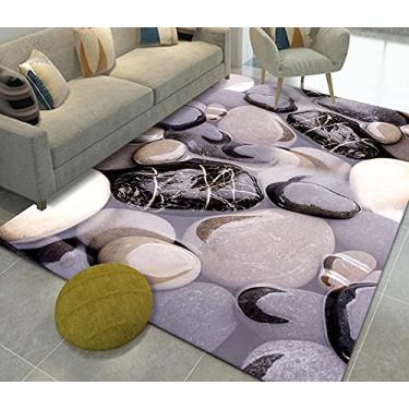 Imagem de Tapetes de área 3D de paralelepípedos tridimensional sala de estar tapete visão corredor tapete hotel escritório criativo quarto pedra tapete B-140 * 200cm (cor: C, tamanho: 100 * 150cm)