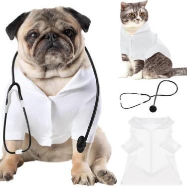 Imagem de Fantasia de médico para animais de estimação, roupa branca Huhumy com 
