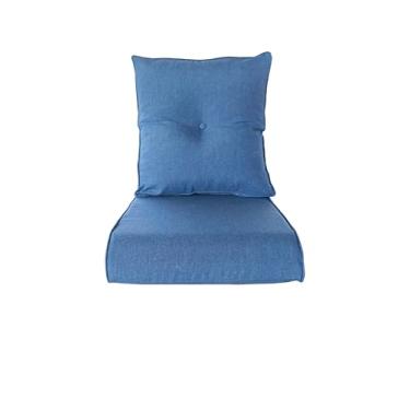 Imagem de Almofada de pátio de 63 x 63 cm x 12 cm para substituição de móveis ao ar livre, conjunto de almofadas de sofá resistente a intempéries com botões e capas removíveis para cadeiras giratórias de