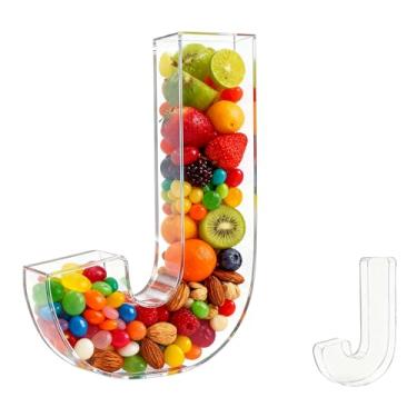 Imagem de Bandeja de charcutaria acrílica com alfabeto de 25,4 cm – recarregável, reutilizável, bandeja de servir para bolo e doces, decoração de festa de aniversário de aniversário (letra J)