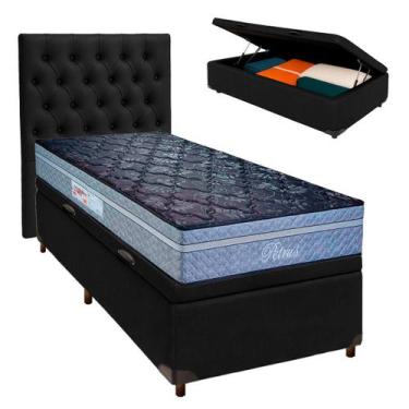 Imagem de Conjunto Cama Box Bau Blindado Solteiro + Colchão Molas Ensacadas Petr