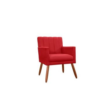 Imagem de Poltrona Decorativa Cecília Suede Vermelho Pés Madeira Mz Decor - Mazz