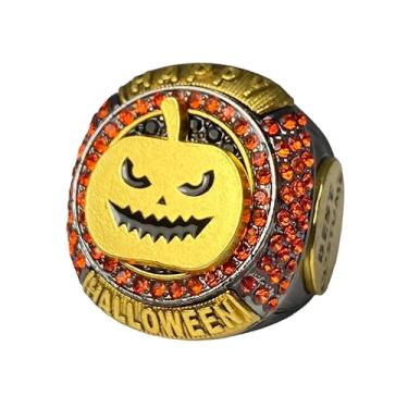 Imagem de Legacy Rings Prêmio de medalha de prêmio de melhores anéis de troféu de campeonato de fantasia de Halloween para festas à fantasia de crianças ou adultos (pedras laranjas)