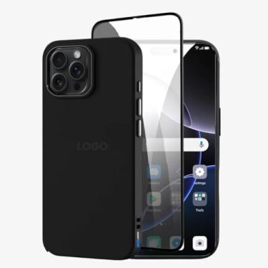 Imagem de Kit Capa Capinha Case Proteção Premium Preta Anti Impactos + Película de Privacidade (iPhone 16 Pro)