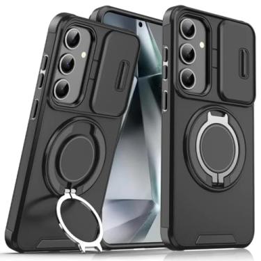 Imagem de Capa de celular com suporte magnético para Samsung A17 A07 A16 A06 A55 A35 A25 A15 A54 A14 A23 A13 5g 4g A03s Capa de proteção para câmera deslizante (para Galaxy A25/preto)