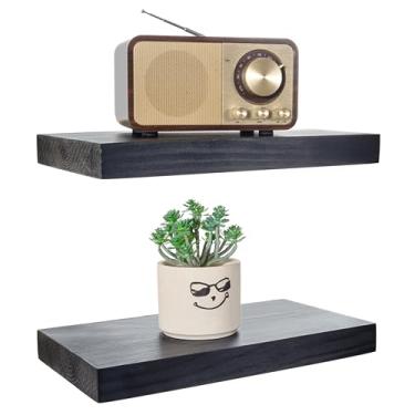 Imagem de BGMG Prateleiras flutuantes de madeira de 30,5 cm, prateleiras flutuantes pretas, prateleiras de parede de madeira maciça para banheiro, sala de estar, quarto, cozinha, fazenda, conjunto de 2 a 30 x