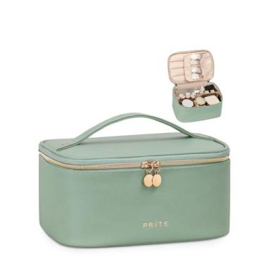 Imagem de Bolsa de maquiagem Prite Portable Cosmetic Organizer impermeável verde