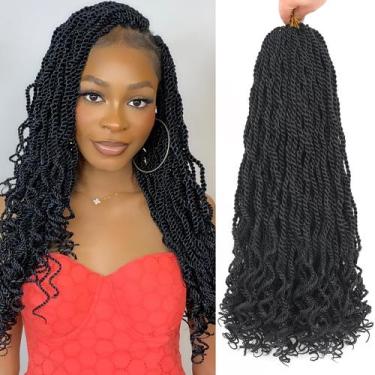 Imagem de Crochet Hair Leeven Senegalese Twist 18 polegadas, 8 pacotes, preto