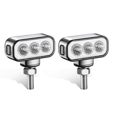 Imagem de Partsam 2 peças mini retangular dupla face 8 LEDs seta pedestal luz para-lama, luzes auxiliares âmbar/vermelho a azul, montagem em T, lente transparente