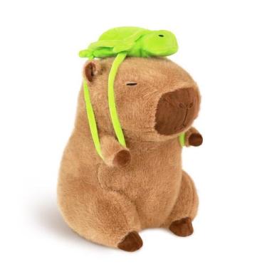 Imagem de Mochila de pelúcia Capybara Loskv 30cm com mochila Turtle para criança