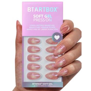 Imagem de Short Press On Nails Battbox Pink Cat Eye Almond para mulheres - BTArt