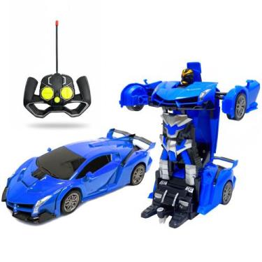 Imagem de Brinquedo Ferrar que Vira Robô de Controle Remoto Azul - Toy King, Car