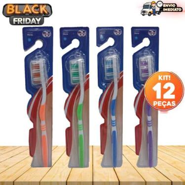 Imagem de Kit Escova de Dente Média Adulto Pacote 12 Unidades - Kobe importadora