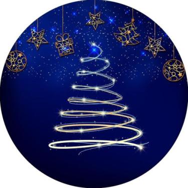 Imagem de Painel Redondo Natalino Capa Estampada De Árvore De Natal Decoração Pa
