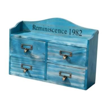Imagem de Baoblaze Organizador de gavetas de madeira, caixa de armazenamento, mesa de madeira ou armário decorativo de parede para de escola, berçário, cozinha, Azul
