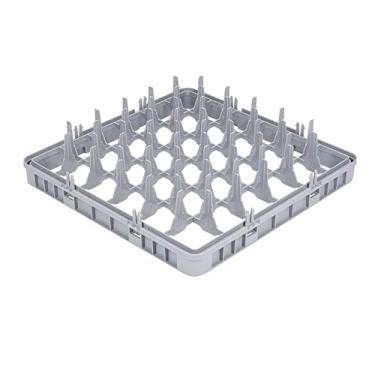 Imagem de Restaurantware Clean Tek Extensor profissional de rack de vidro, 1 unidade, 36 compartimentos, suporte de polipropileno resistente, extensor de lava-louças cinza para restaurantes, cafeterias e