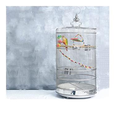 Imagem de Gaiola de pássaro de aço inoxidável em negrito gaiola de pássaro papagaio grande gaiola de pássaro com alimentador e mastro pode ser usada para periquitos, canários, ninho de pássaros do amor (cor: B)