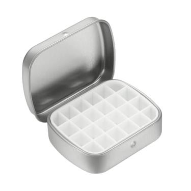 Imagem de PATIKIL Mini caixa de lata de tinta de 24 poços, mini caixa de paleta de estanho de aquarela vazia para viagem, armazenamento portátil de tinta de metal para tinta a óleo acrílica guache, prata