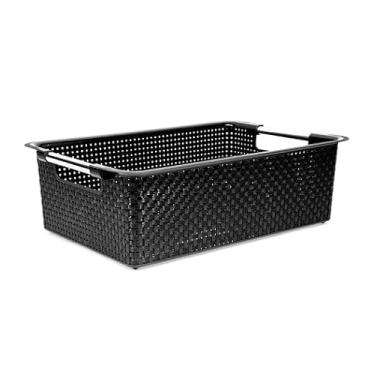 Imagem de CESTO ORGANIZADOR, QUE IMITA RATTAN, COR: PRETA, MEDIDAS: 47,5X32X15cm
