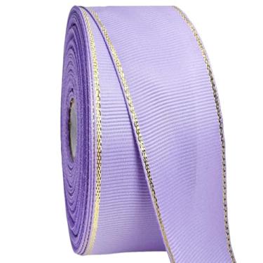Imagem de AEVORA Fita de gorgorão de 3,8 cm com bordas douradas, fita de tecido de 20 metros para artesanato, decoração de casamento, laços de cabelo, lembrancinha de festa, arranjos de flores (roxo 430)