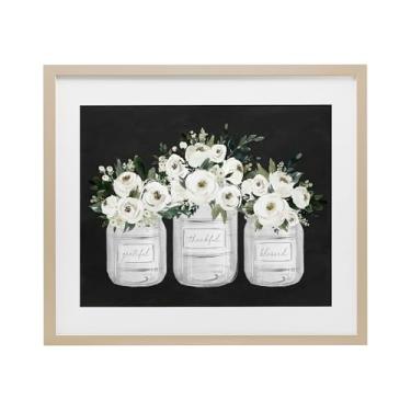 Imagem de Stupell Industries Impressão emoldurada floral Farmhouse Jars Trio Birch sob vidro, design por Lettered and Lined, 13 x 16