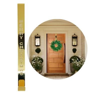 Imagem de Suporte Para Guirlanda Metal Dourado Merry Christmas 31cm Encaixe Porta - Magizi
