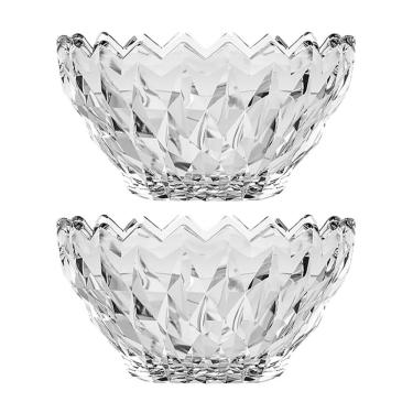 Imagem de Jogo 2 Taça De Sobremesa Bowl Vidro Diamante Transparente Galaxy 280ml Em Casa Tem