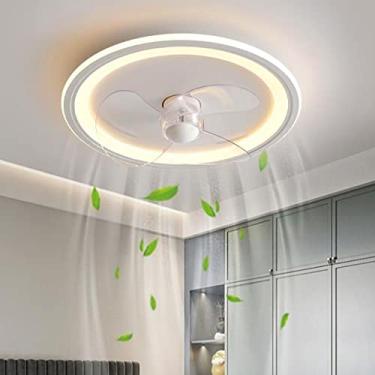 Imagem de Ventilador de teto LED com iluminação Ventilador de teto 72W Luz de teto com controle remoto 3 velocidades ajustável Ventoinha Quarto 50CM Ventilador silencioso invisível Quarto infantil