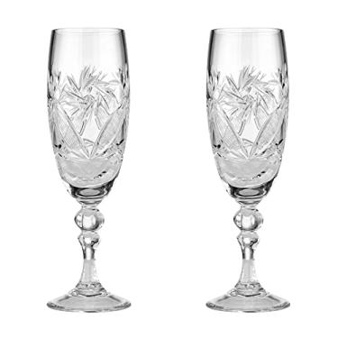 Imagem de Neman Glassworks Taças de champanhe de cristal vintage feitas à mão, taças de brindar de casamento, conjunto de 2