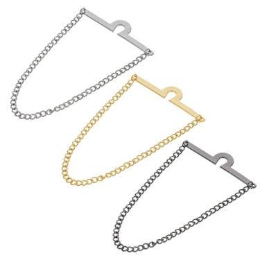 Imagem de Pacote com 3 correntes de gravata para homens, correntes de gravata de metal para casamentos de negócios, gravata elegante para ternos, gravatas, coletes e calças