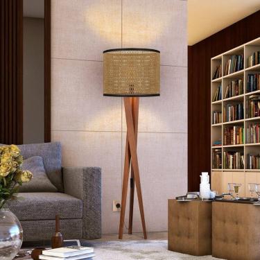 Imagem de Luminária Abajur Paris Cúpula Indiana Detalhada Sala Bivolt - Teca/preto