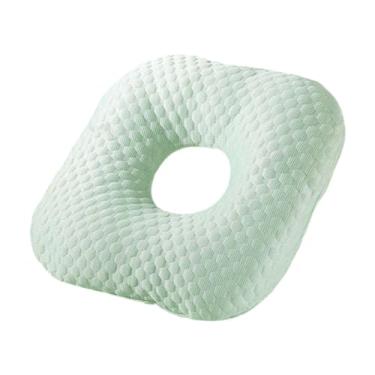 Imagem de WeiLaiKeQi Travesseiro para piercing de orelha para quem dorme de lado, suporte para pescoço, fronha removível, confortável com furo, protetor auricular para, Verde