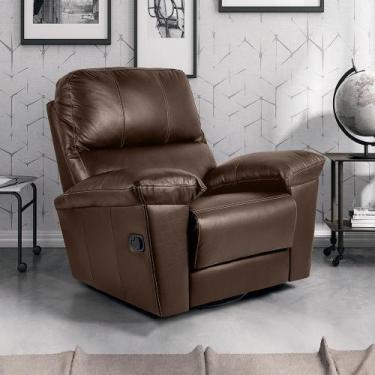 Imagem de Poltrona do Papai de Couro Legítimo Reclinável Relax - LEME MOVELARIA
