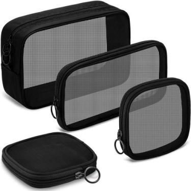 Imagem de Bolsa de maquiagem Weewooday Mesh Cosmetic Travel Toalete x4