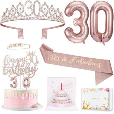 Imagem de Conjunto de decorações de aniversário Awfrky 30th Birthday para mulher