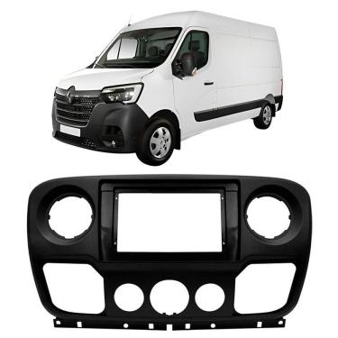 Imagem de Moldura 10 Polegadas Renault Master 2014 à 2025 Preta Painel Central Multimidia Som