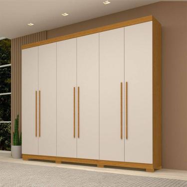 Imagem de Guarda-Roupa Casal Nubia 6 Portas 4 Gavetas 100% Mdf Cinamomo/Off White - Acp Móveis