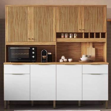 Imagem de Cozinha Compacta Concord 8 Portas 2 Gavetas 100% Mdf Amêndoa/Branco - Rio Doce