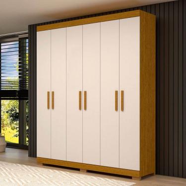 Imagem de Guarda-Roupa Casal Lana 6 Portas 2 Gavetas 100% Mdf Cinamomo/Off White - Acp Móveis