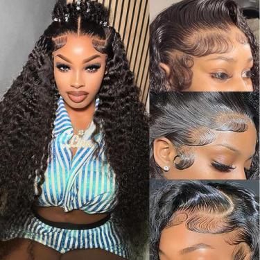 Imagem de Perucas frontais de renda Aatifa Water Wave 22", cabelo humano para mu