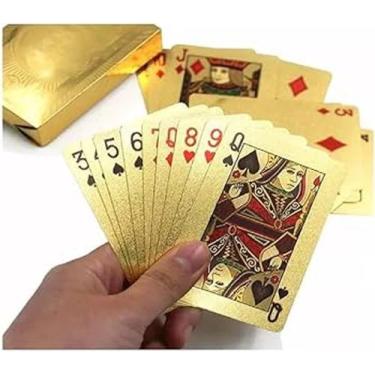 Imagem de Baralho de Cartas Dourado Deck Completo, Impermeável Jogo Truco, Pôque