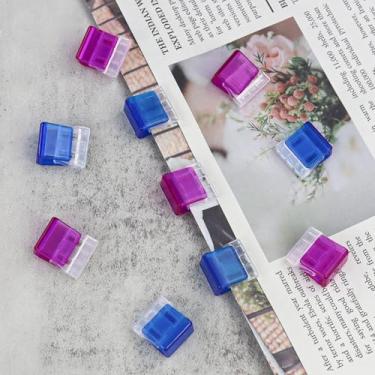 Imagem de 10 clipes transparentes coloridos, pequenos grampos de papel de plástico portáteis para documentos de escritório (multicoloridos)