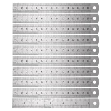 Imagem de Generic 10 régua de aço inoxidável 15 cm (6 polegadas) régua de extremidade reta métrica para sala de aula, escritório em casa
